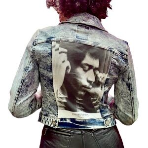Iconic Rock Jimmy Hendrix Custom Denim Jacket - S/M - Sexy Party Cocktail - Madz